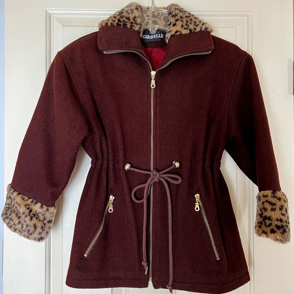 Caravelle Wool Coat with Faux Firm Trim, Girls Fully Lined Wool Dress Coat